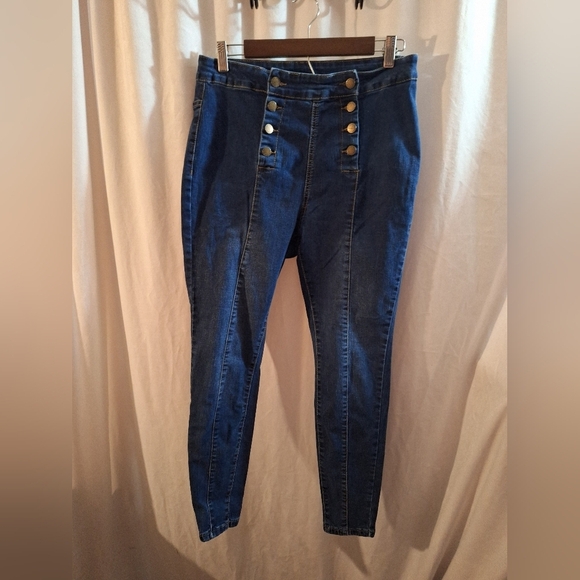 Women's Blue High-Waisted Jeans - Picture 1 of 6